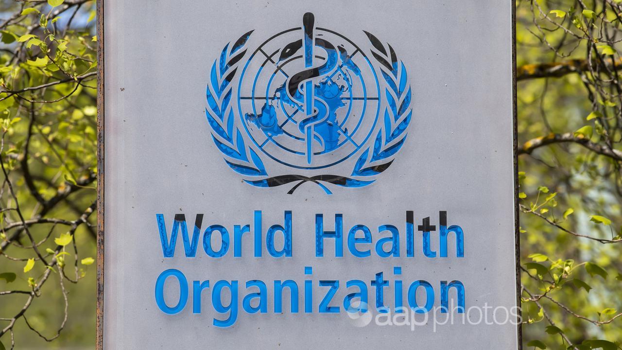 World Health Organization sign outside HQ in Geneva, Switzerland