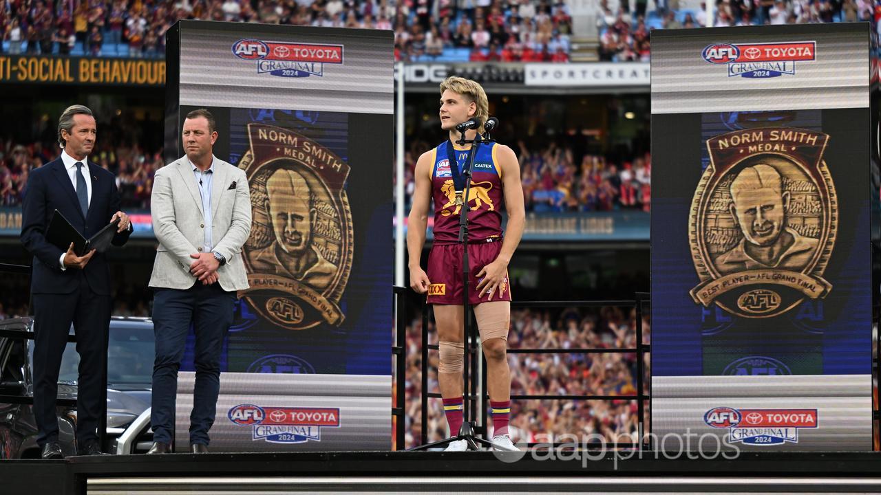 Brisbane's Will Ashcroft with the Norm Smith Medal.