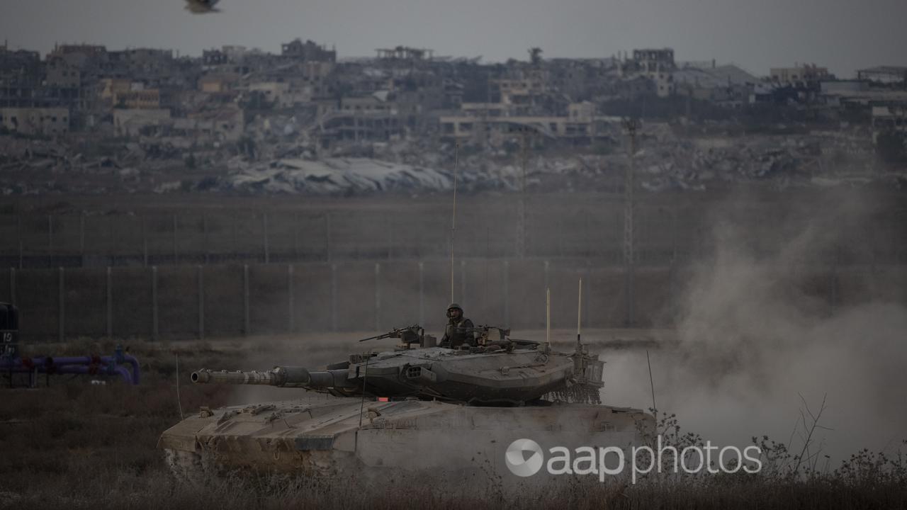 A tank near the Israeli-Gaza border.