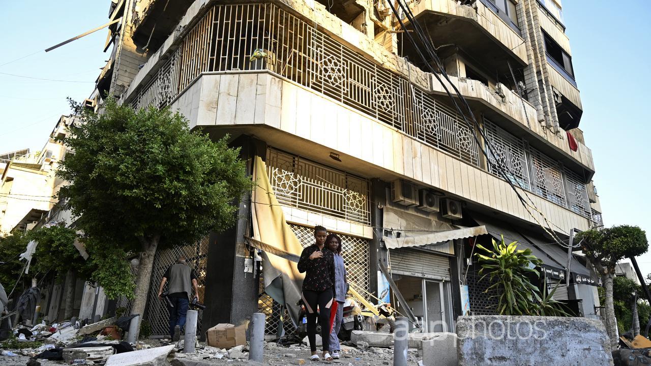 A damaged building in Beirut following an Israeli air strike.