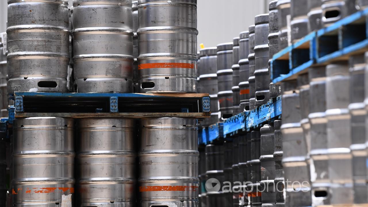 Beer kegs.