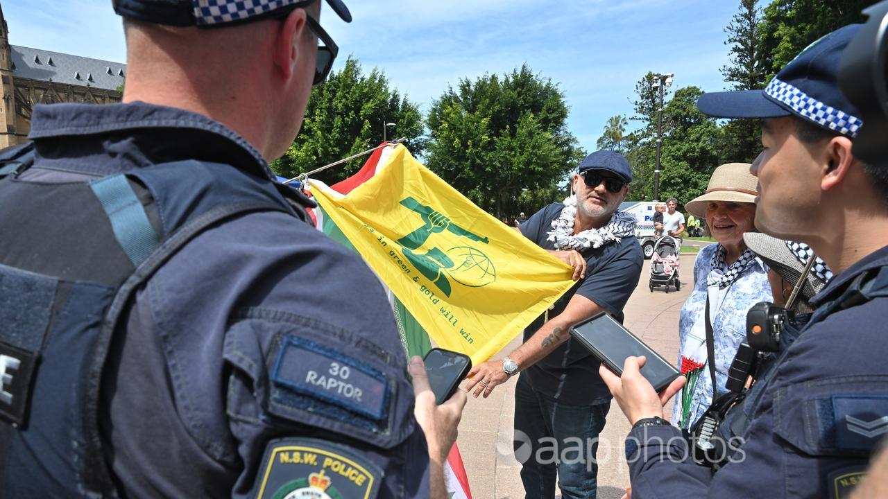 Police checking green and yellow flags