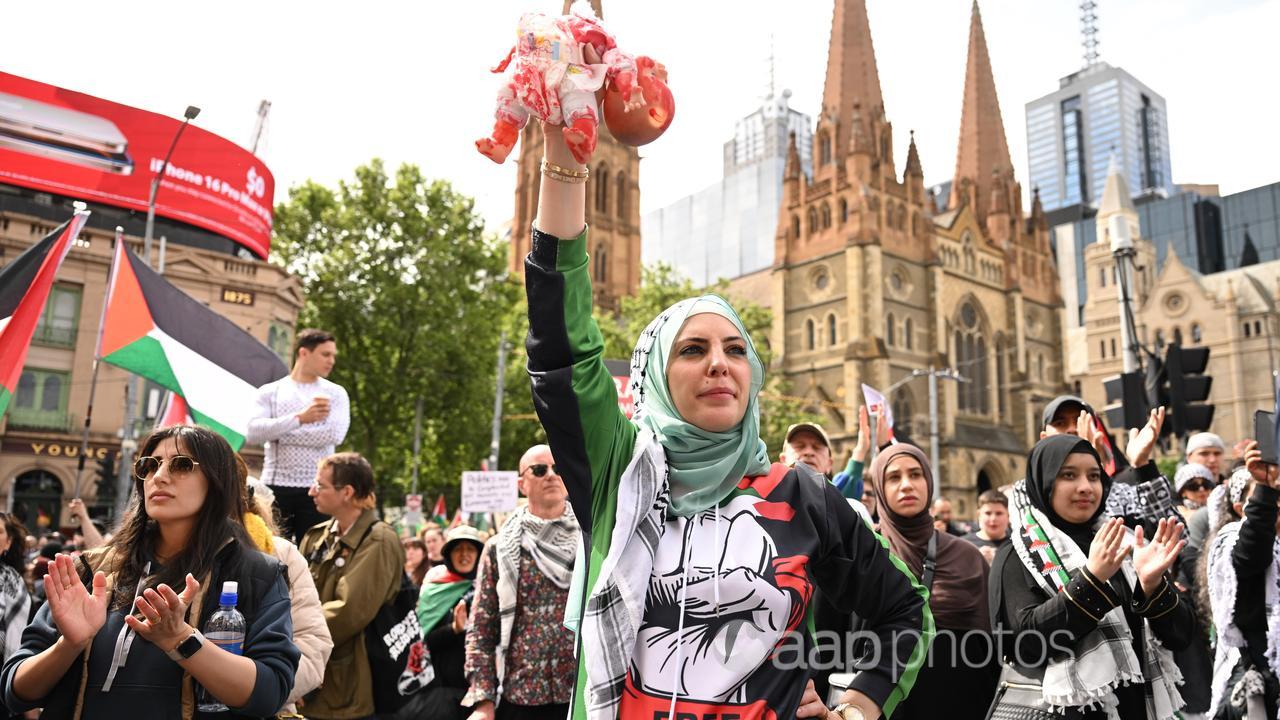 Protestors in Melbourne