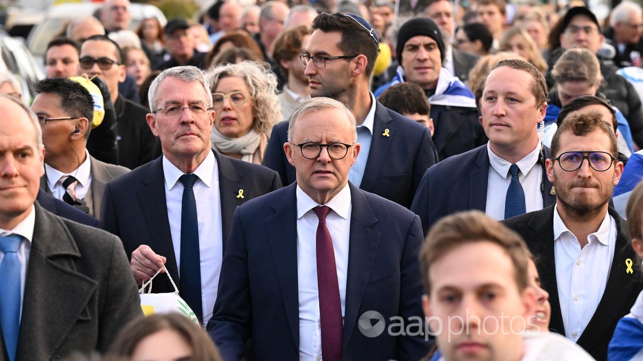 Prime Minister Anthony Albanese attends a Jewish community vigil