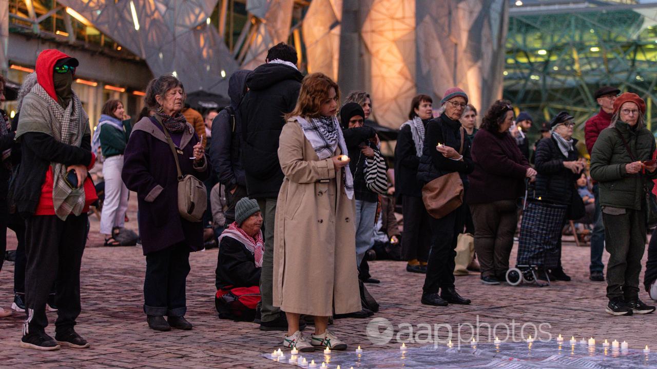 Vigil at Federation Square, Melbourne, for victims of the war in Gaza