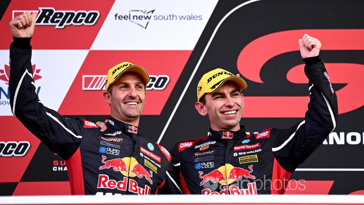 Jamie Whincup (left) and Broc Feeney.