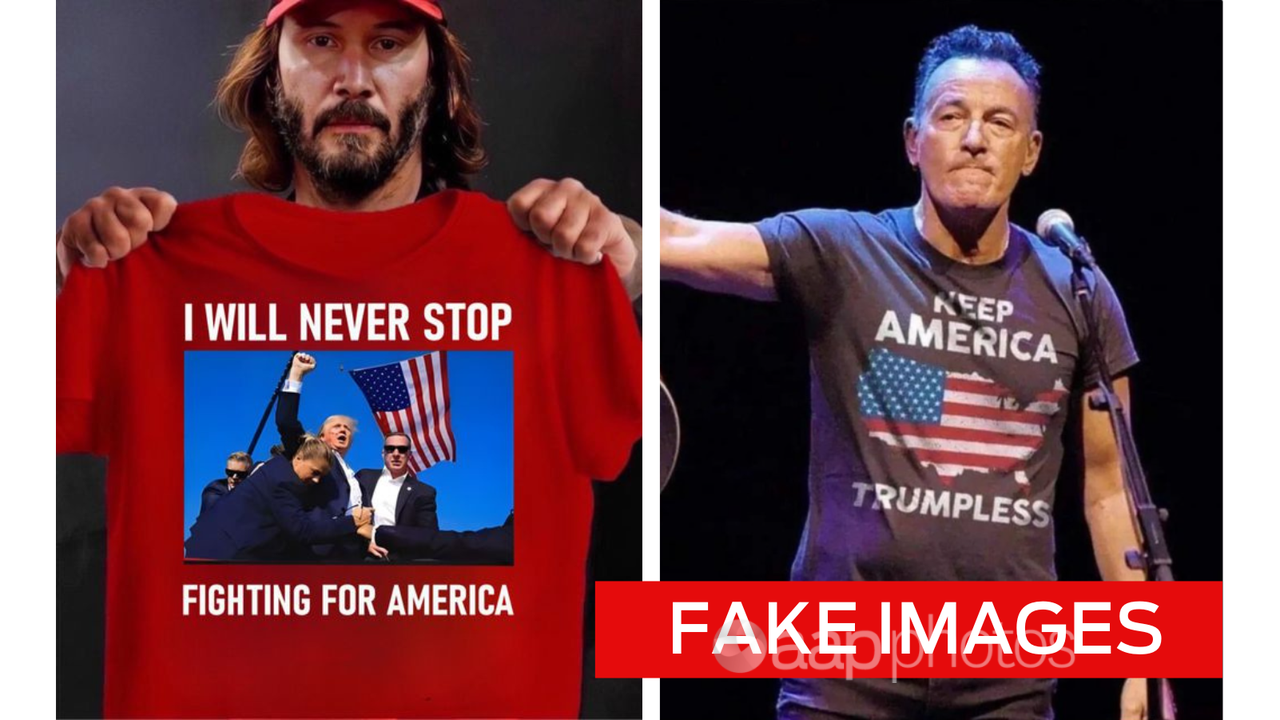 Faked images of Keanu Reeves (left) and Bruce Springsteen (right)