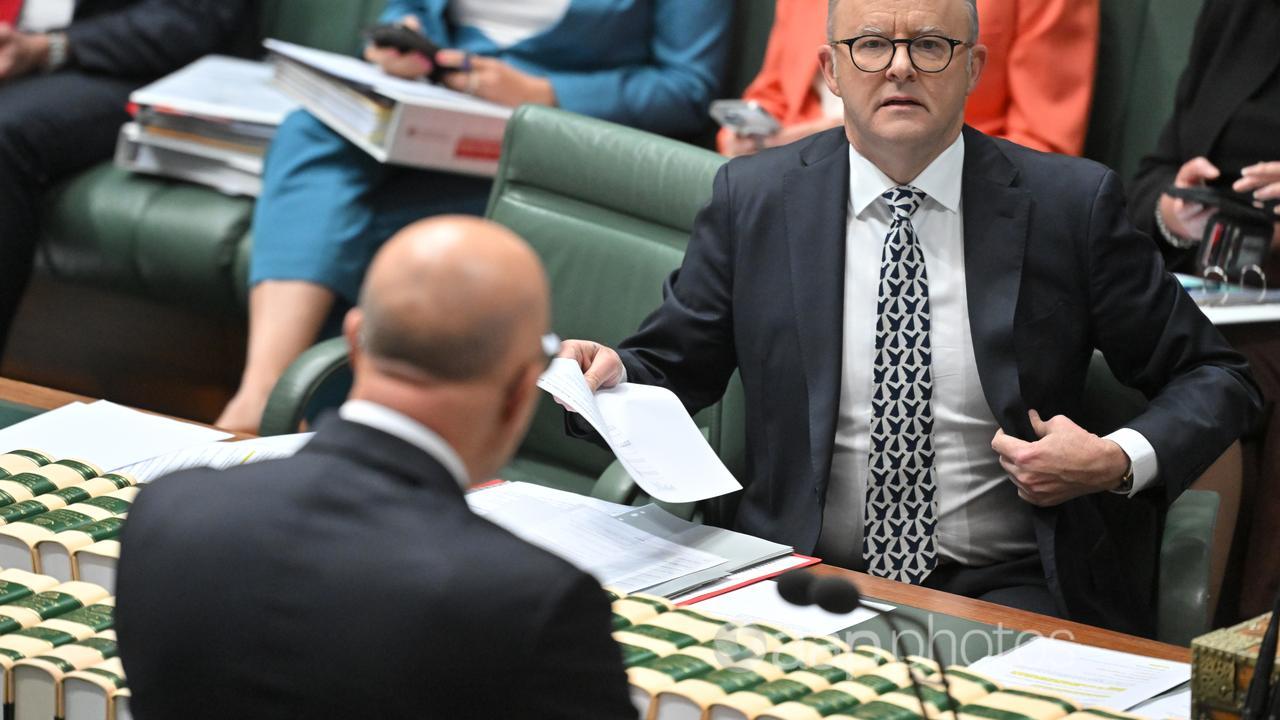 Peter Dutton and Anthony Albanese in Parliament House, Canberra.