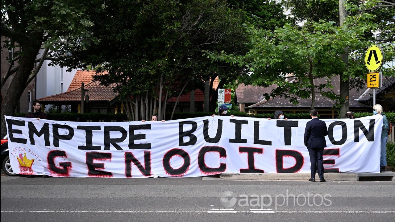 Protesters at Sydney church service