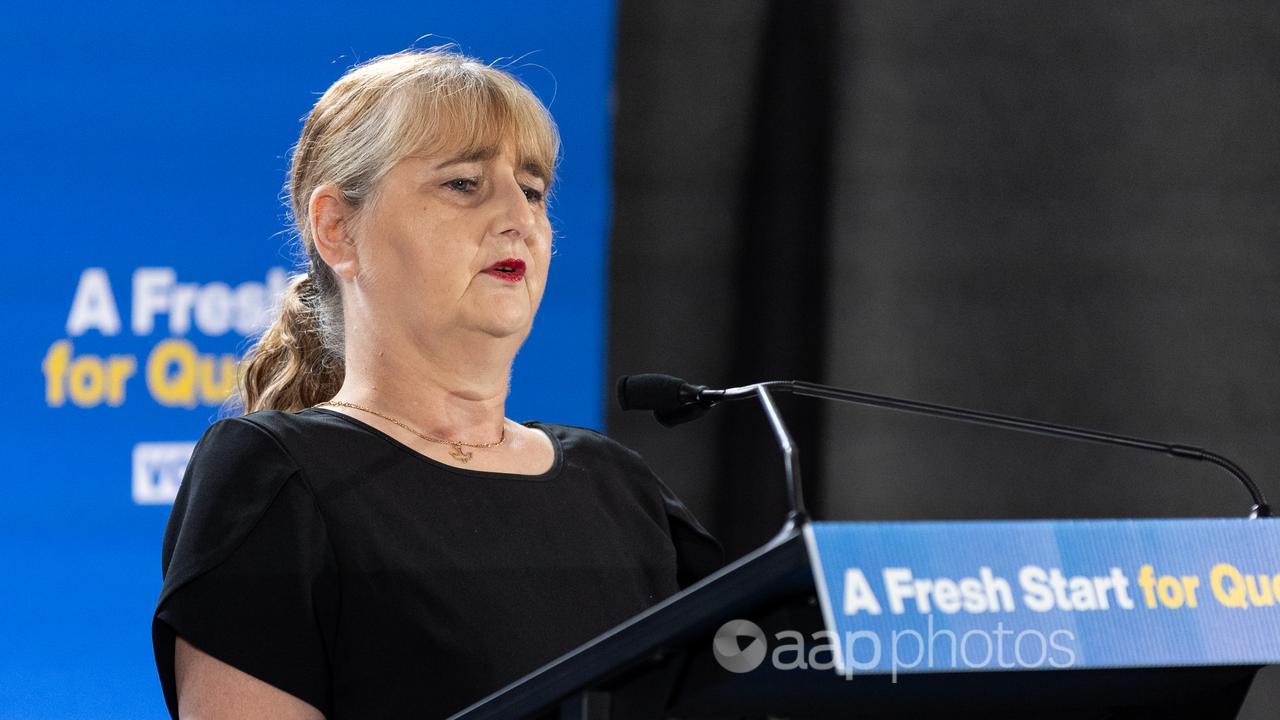 Cindy MiCallef speaks at the LNP election campaign launch in Ipswich