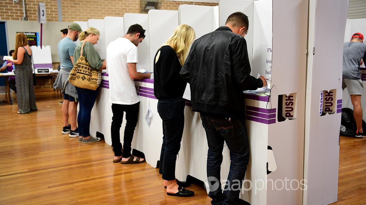 Australians casting their vote in a federal election.