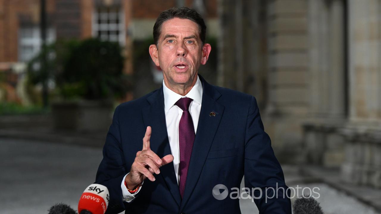 Queensland Deputy Premier Cameron Dick speaks to reporters