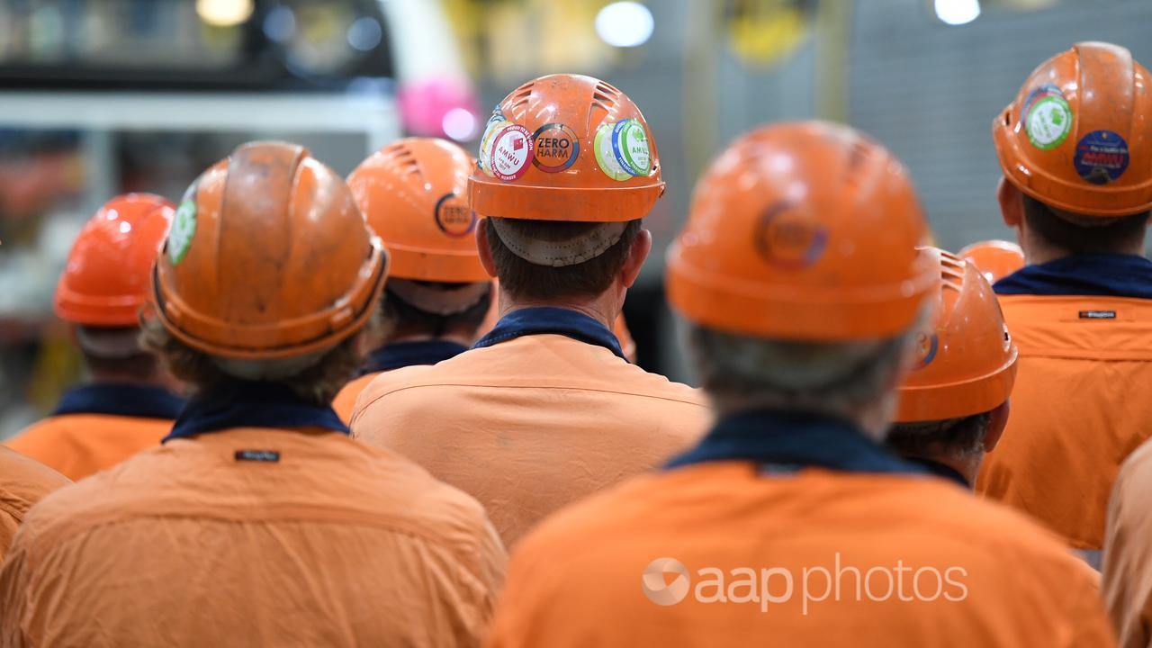 Workers wearing hard hats (file image)