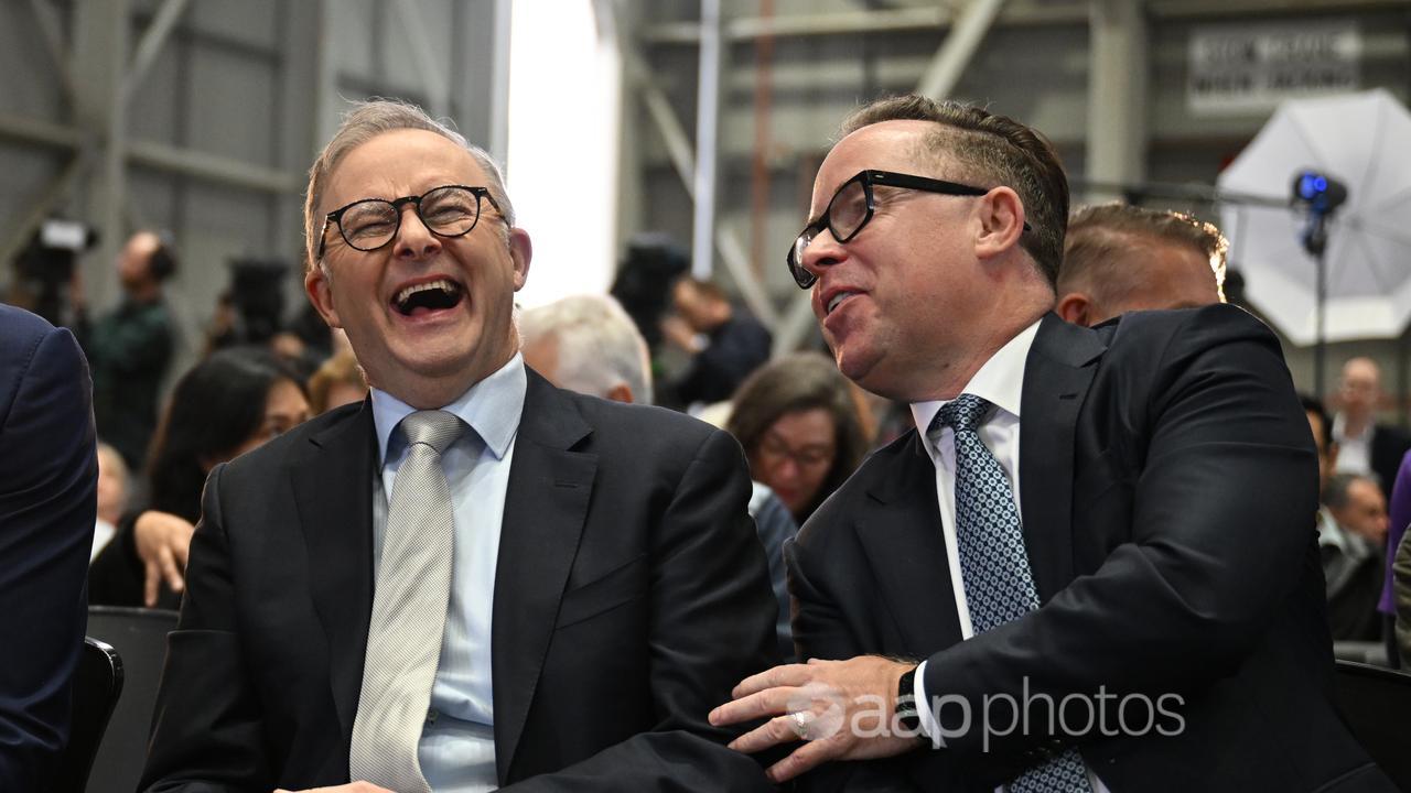 Adam Goodes, Anthony Albanese and Alan Joyce