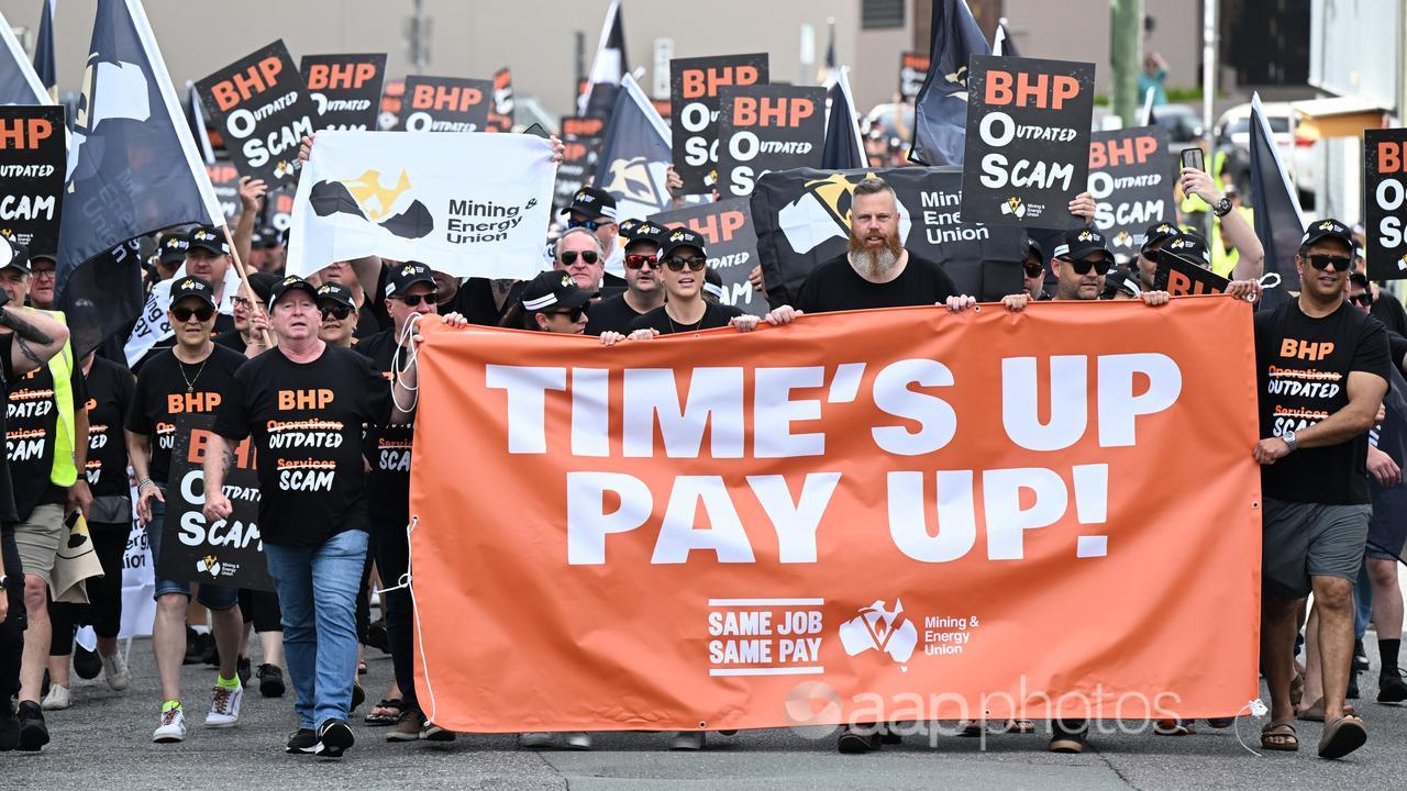 Protesters from the Mining and Energy Union