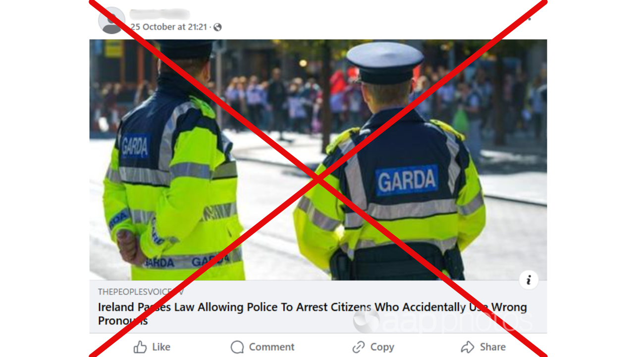 People's Voice article on Irish hate laws shared in a Facebook post