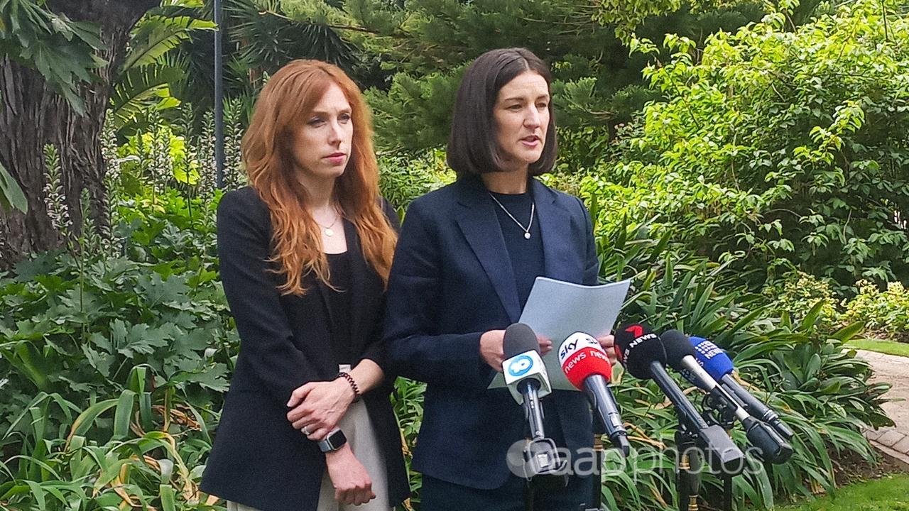 Greens leader Ellen Sandell (right) and co-deputy Sarah Mansfield