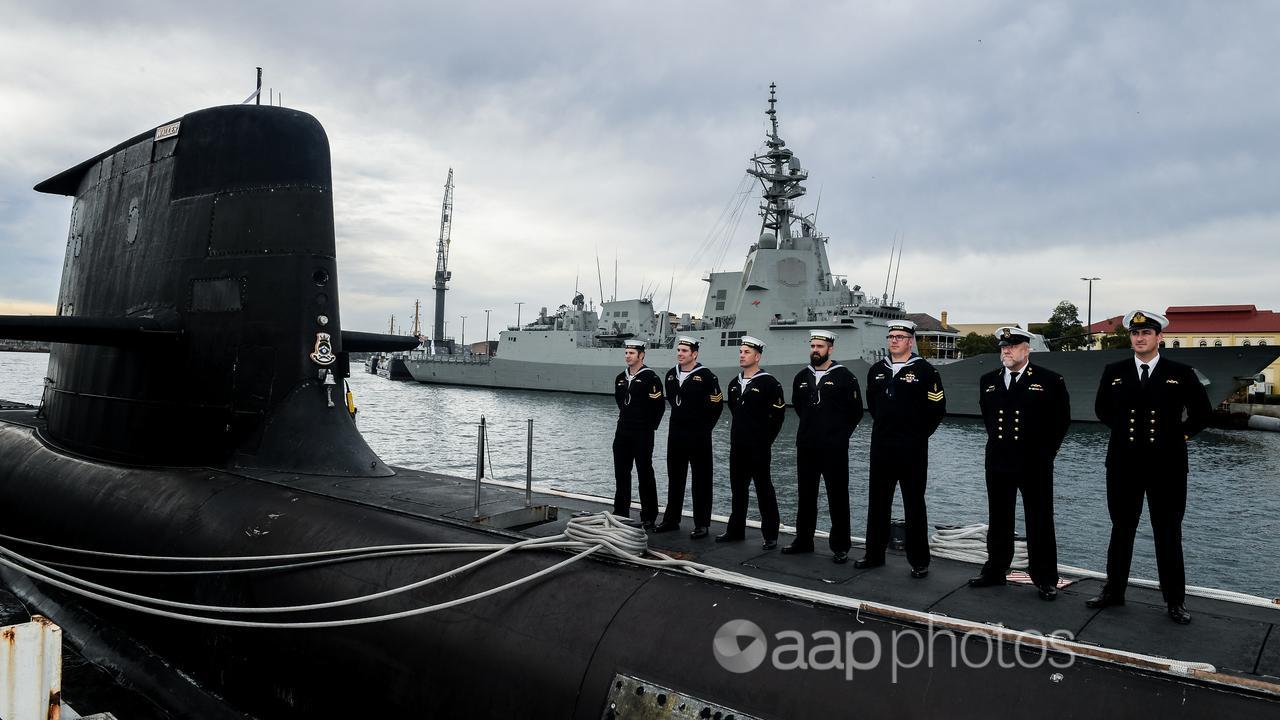 Navy personal stand on the HMAS Waller