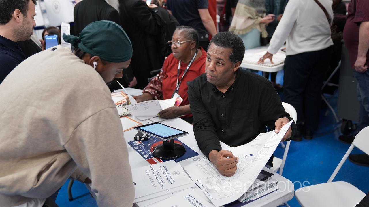 Poll workers in New York.