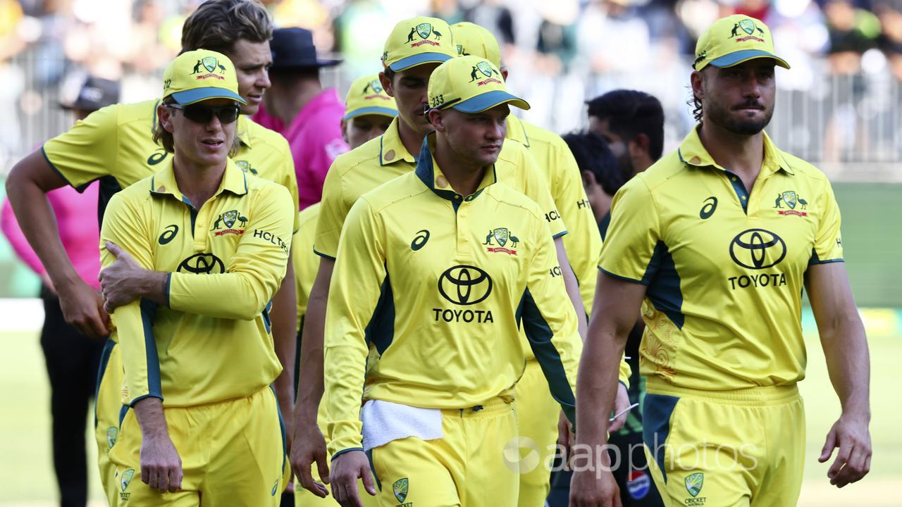 Disappointed Australia players.