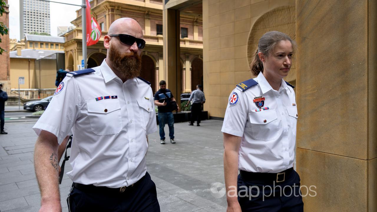 Paramedics Kingsley Newman and Anna Horner depart NSW Supreme Court