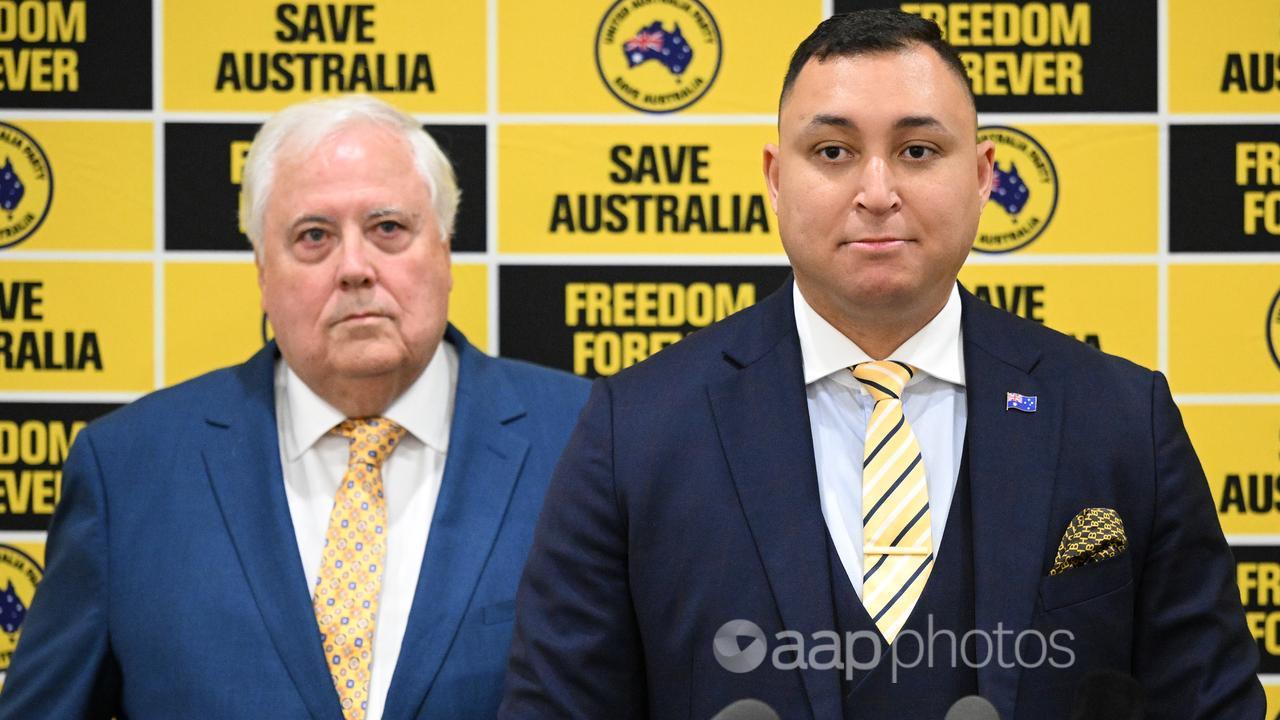 Clive Palmer and Ralph Babet (file image)