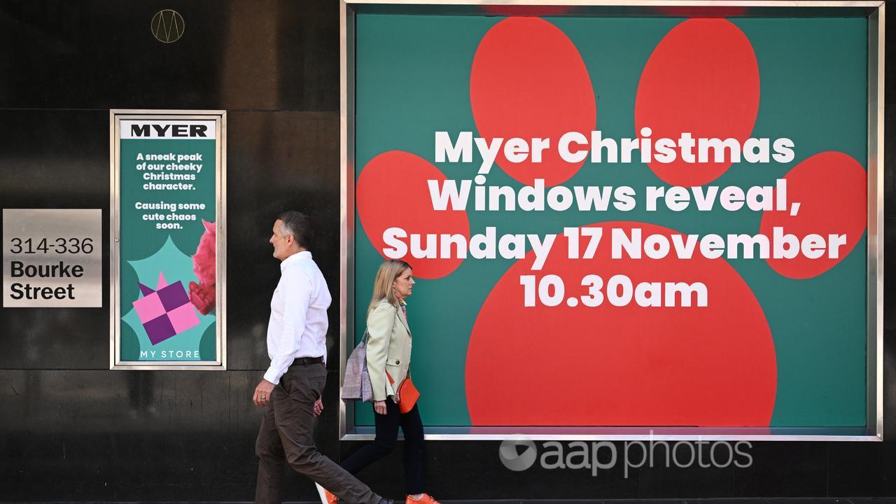 Signage at the Myer Bourke Street Mall store.