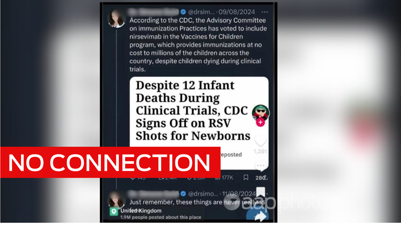 Screenshot of misleading facebook post about a trial of an RSV drug.