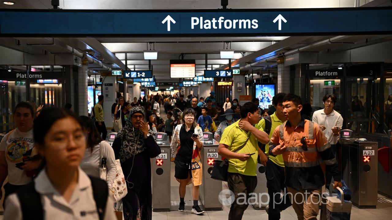 Commuters at Sydney train station