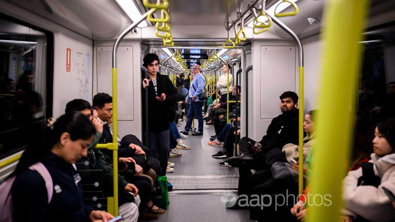 Commuters on a train