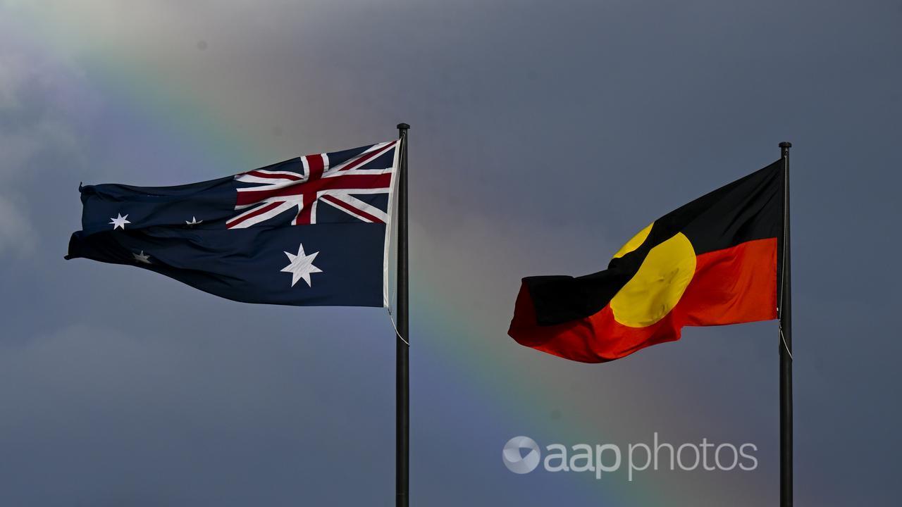 The Australian flag and the Indigenous flag in Canberra