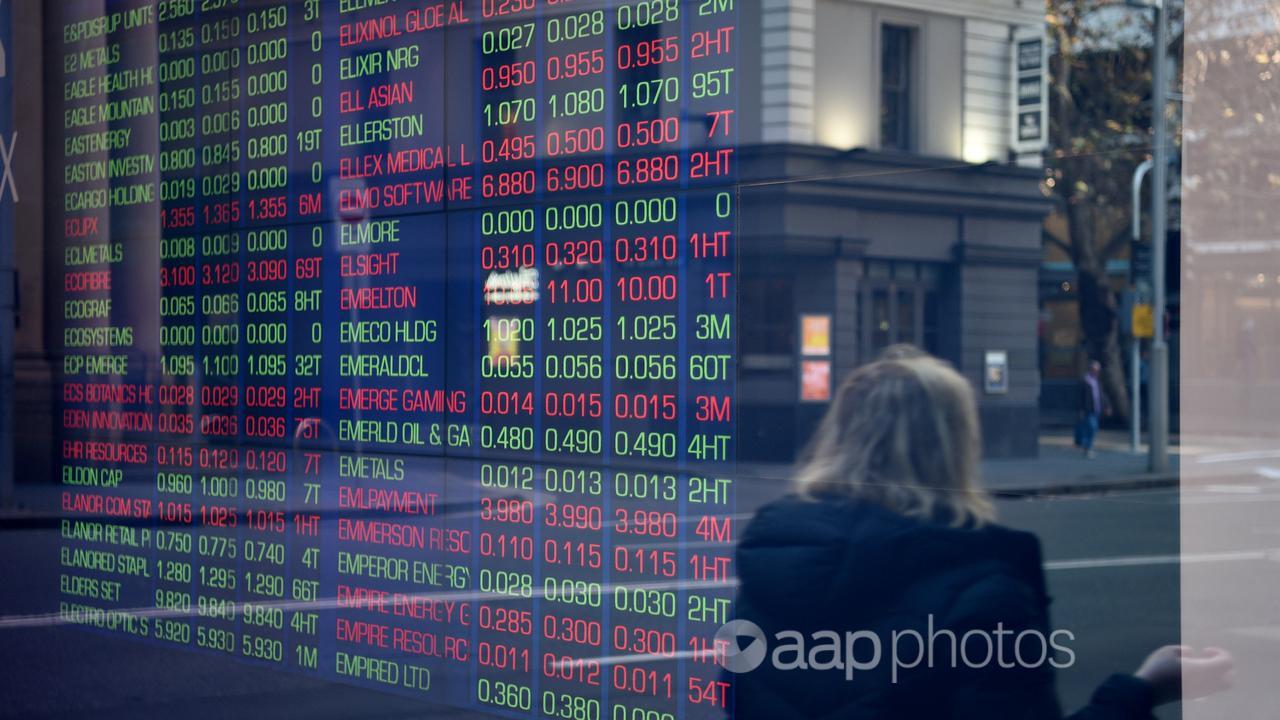 Market boards at the Australian Stock Exchange.