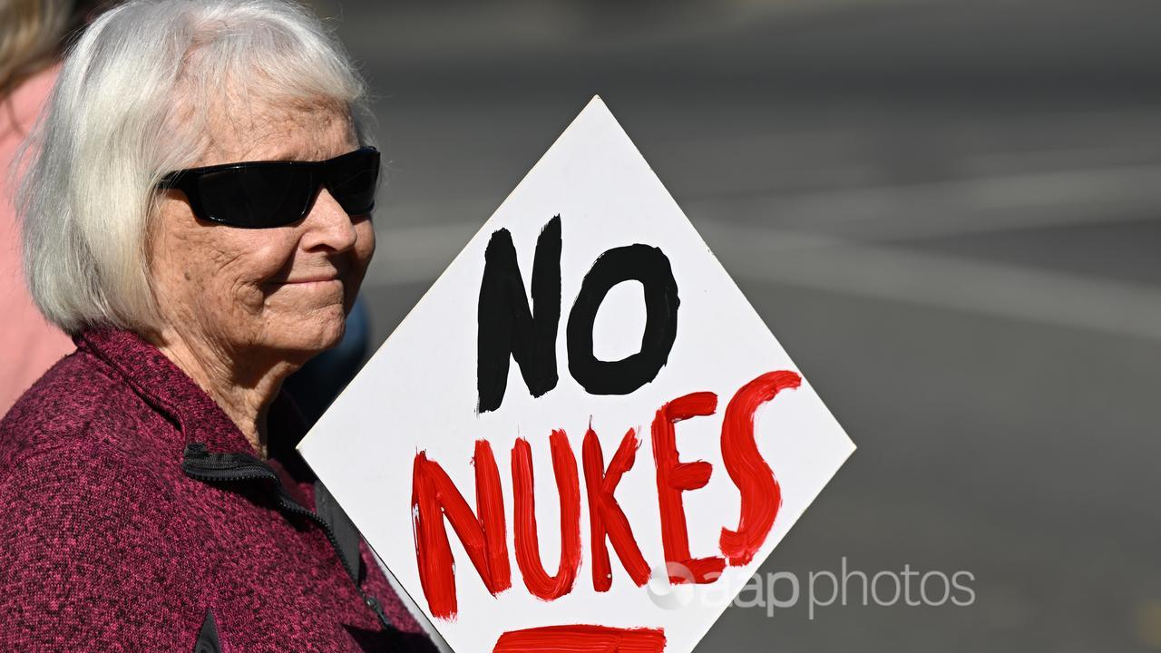 A woman protesting nuclear power