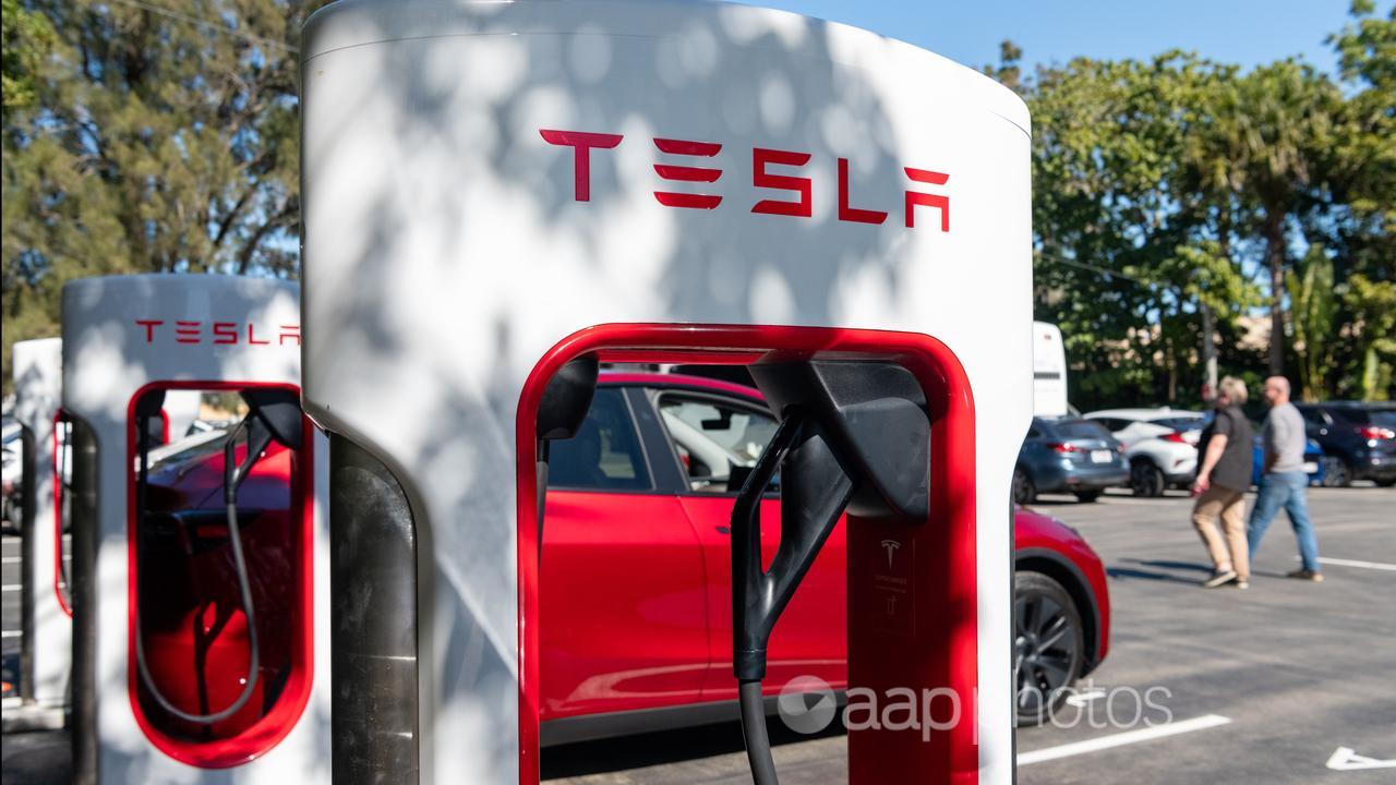 Tesla charging stations at the Ginger Factory in Yandina, Qld