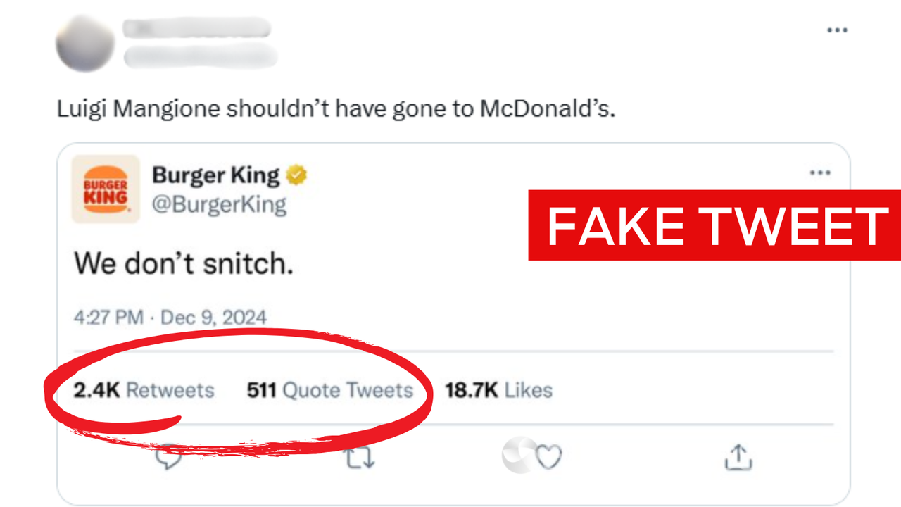 Fake X post from Burger King after CEO attack.