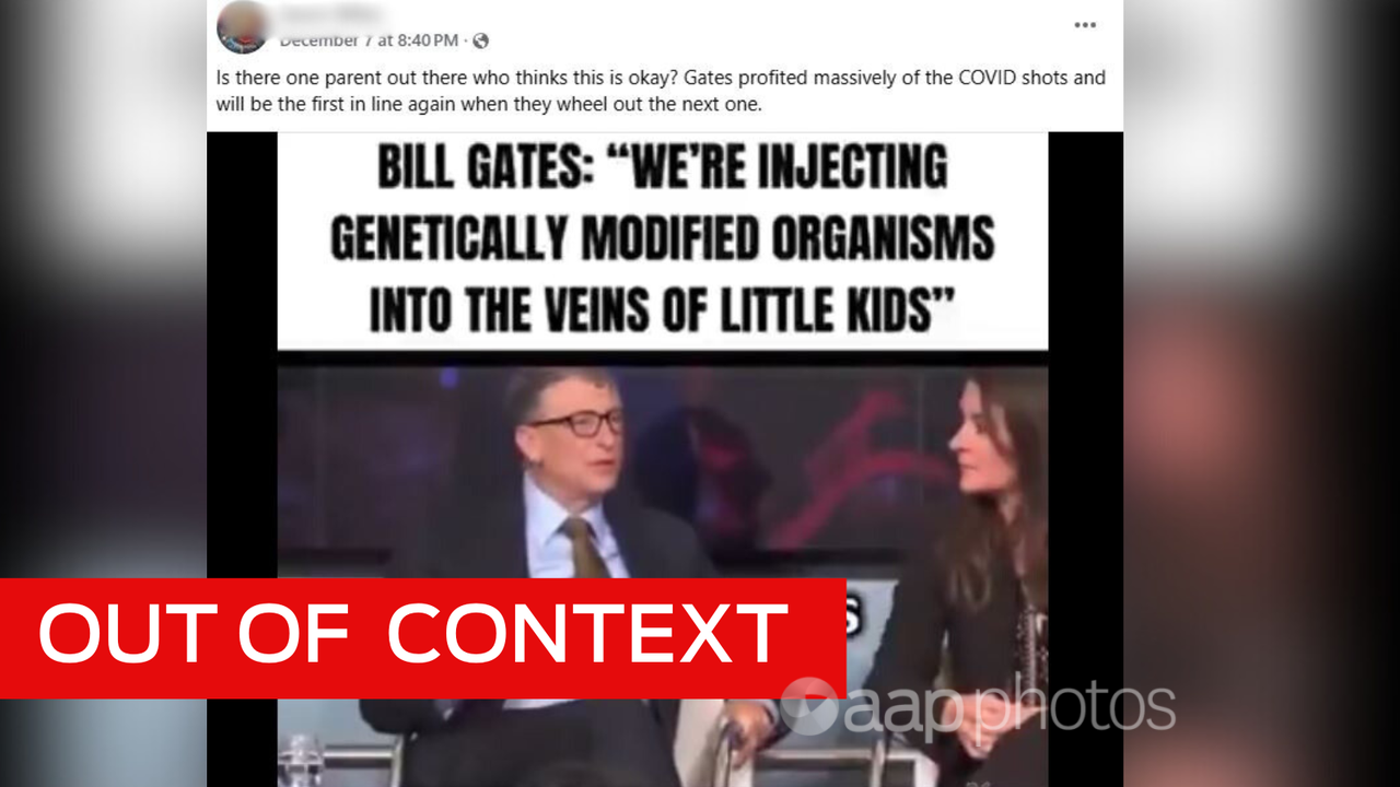 Screenshot of a misleading facebook post involving Bill Gates.