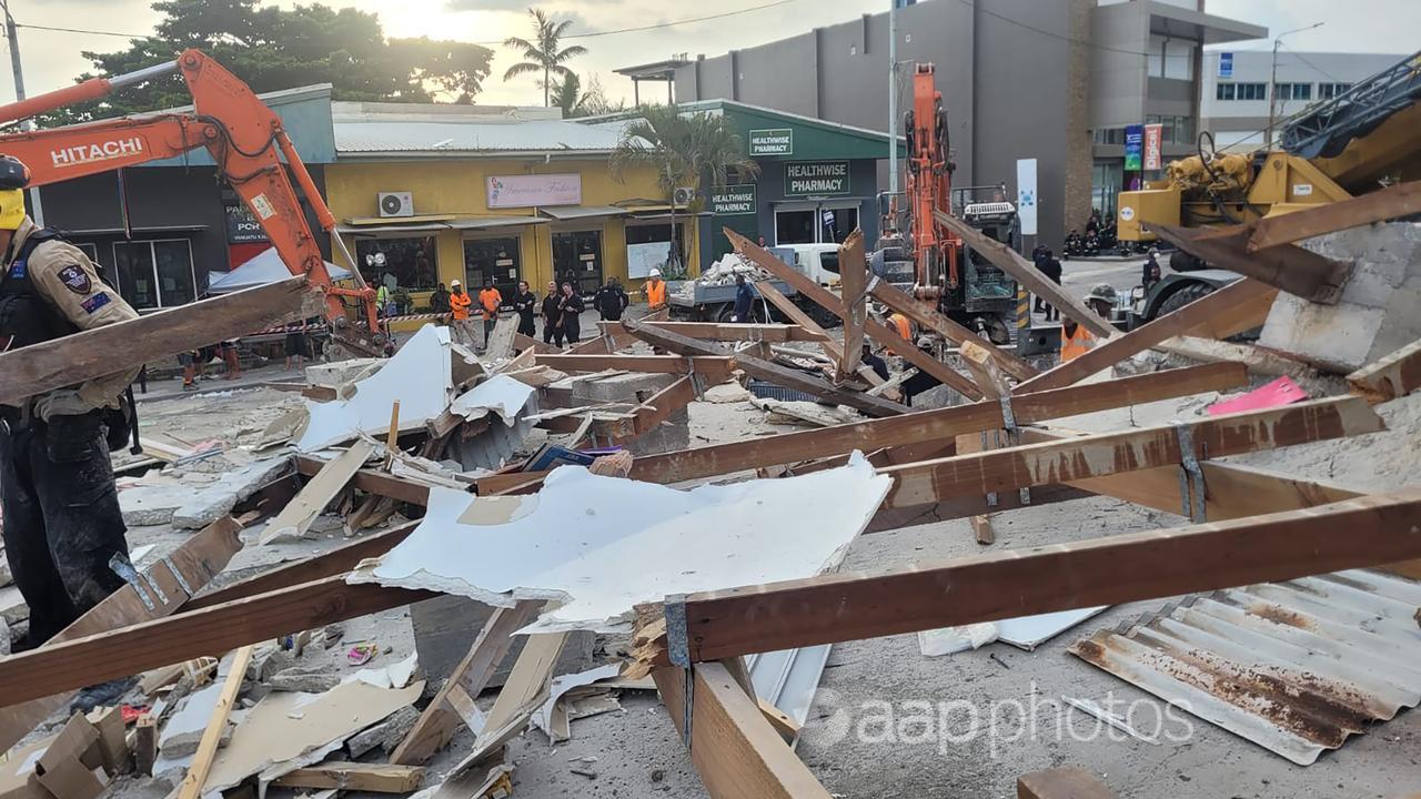 A scene of quake destruction in Vanuatu.