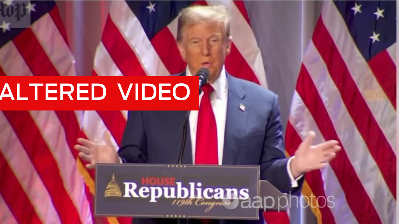 Screenshot of an AI-manipulated video featuring Donald Trump.