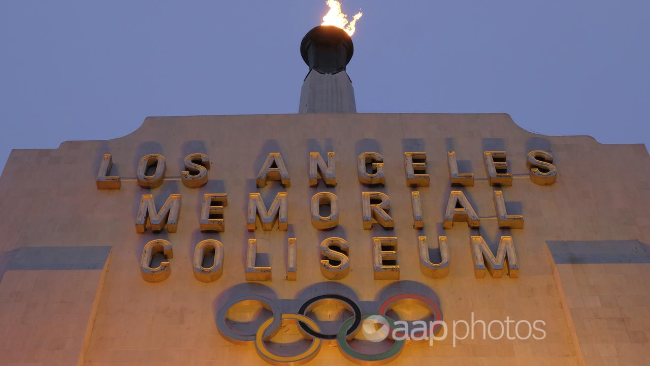 The Los Angeles Memorial Coliseum entrance sign