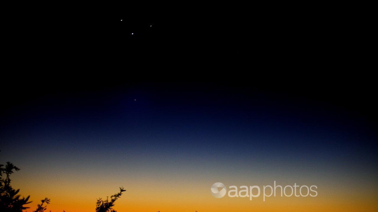 Venus, Jupiter, Mercury and Mars align in the sky at sunrise.