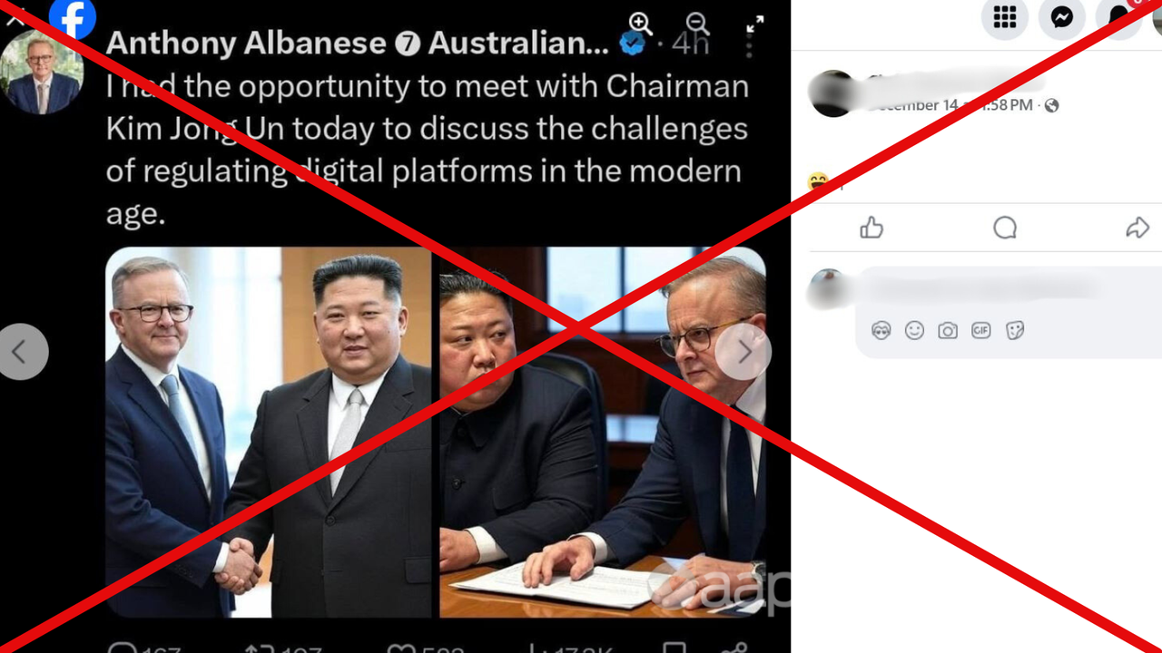 Screenshot of Facebook post featuring Anthony Albanese and Kim Jong Un