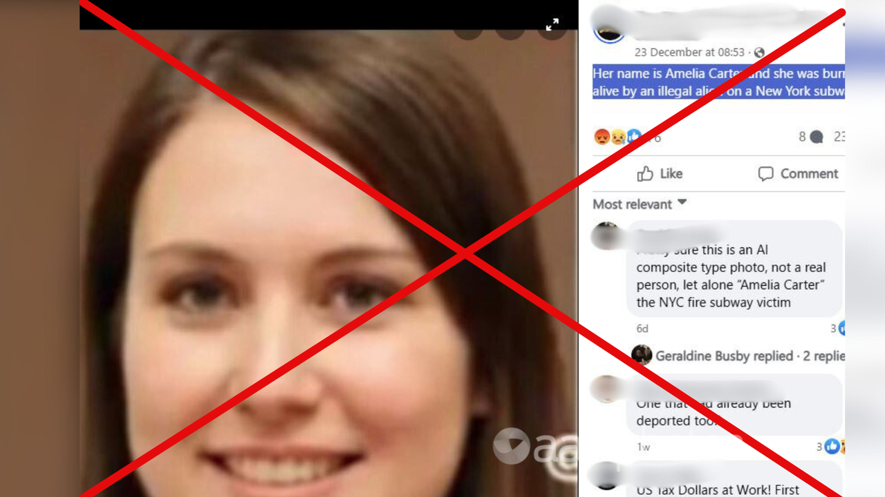 Screenshot of an AI-generated image of a person posted on Facebook.