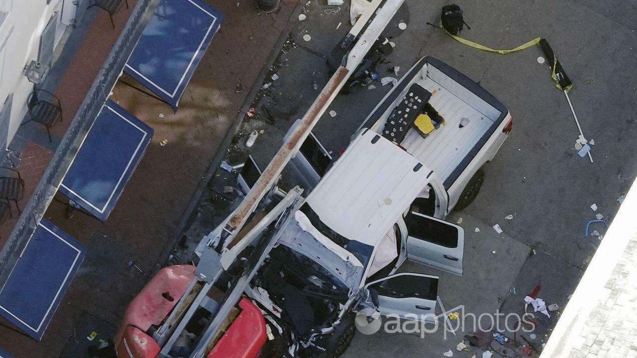 The white pickup truck used in the Bourbon Street attack.