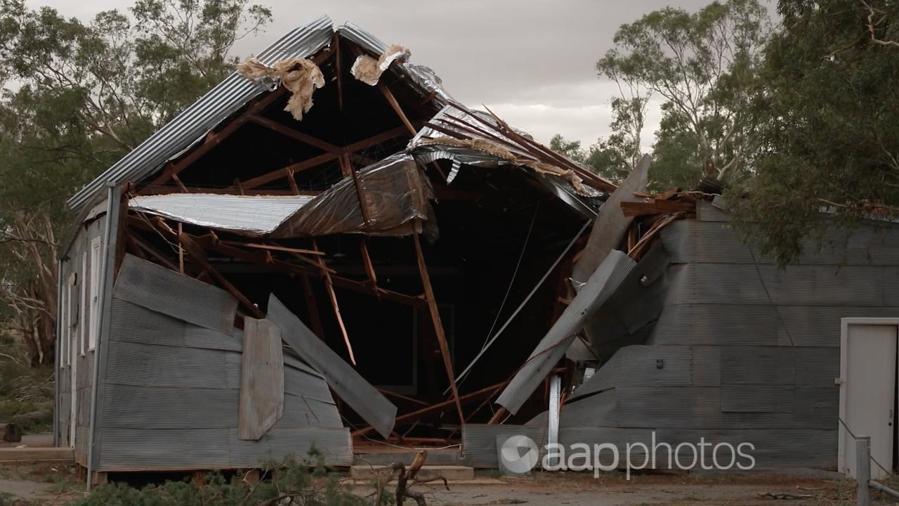 A damaged structure near the town of Wagga Wagga 