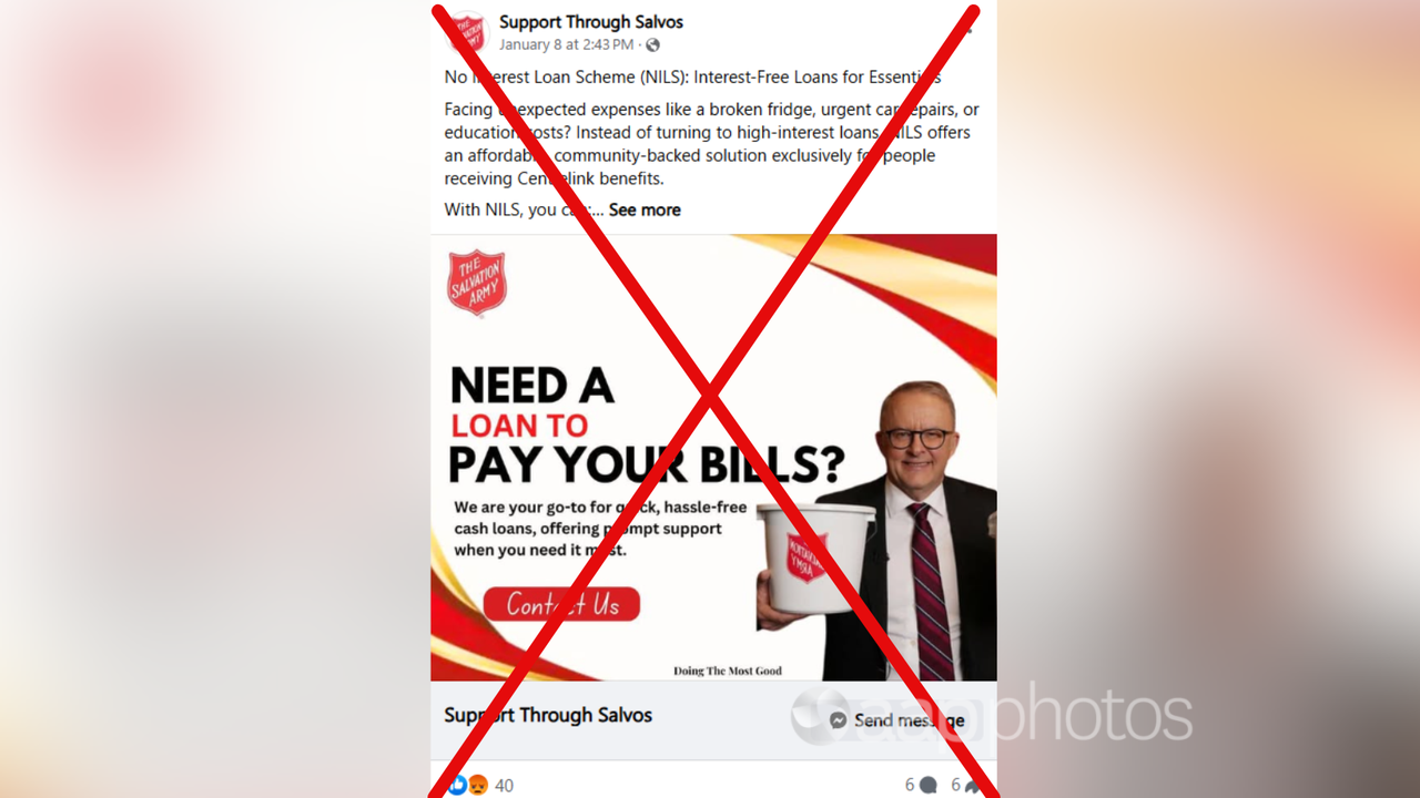 Fake Salvation Army loan Facebook page