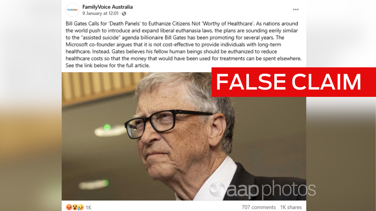 The Facebook post spreading the false claim.