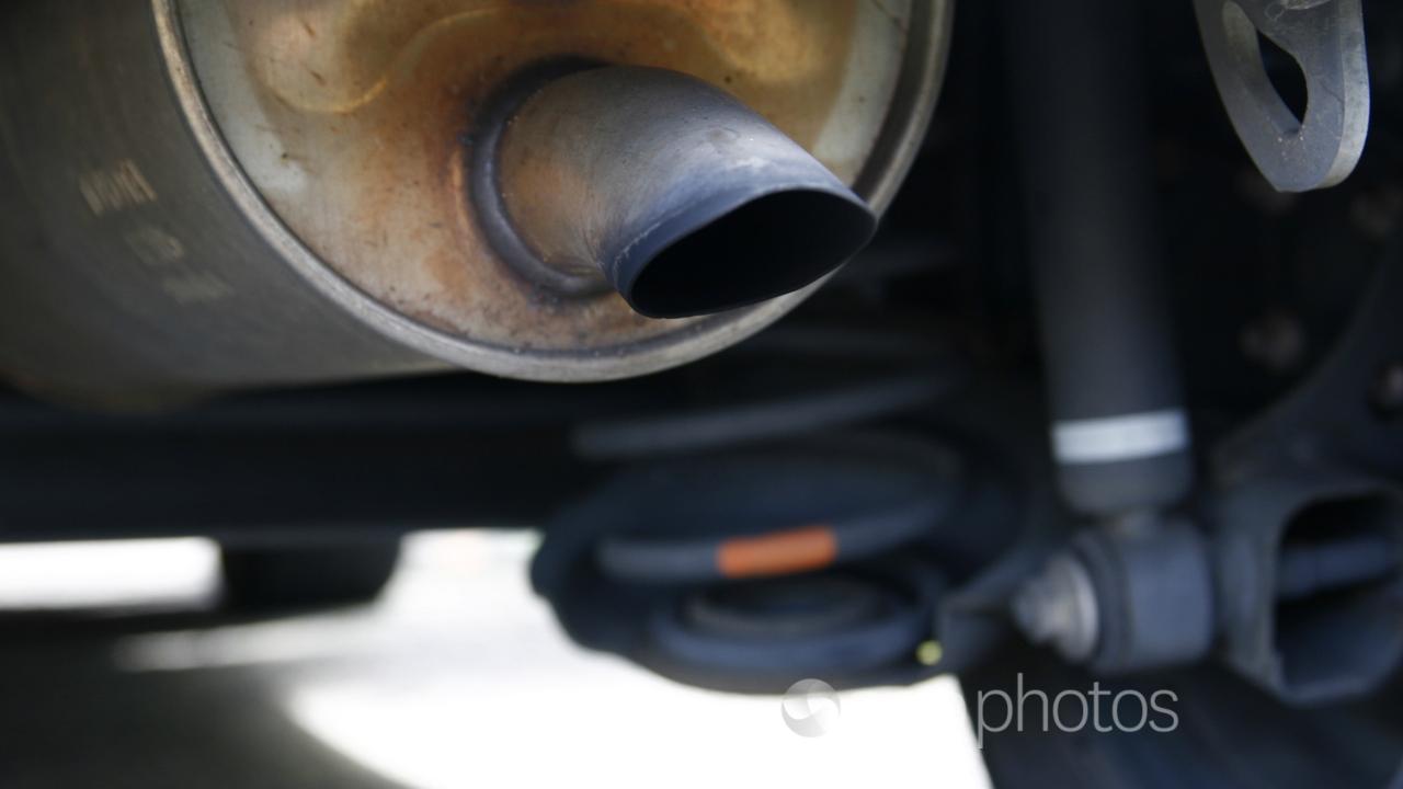 An exhaust pipe on a car